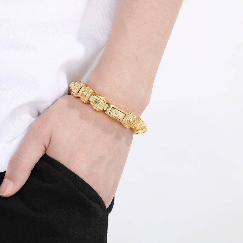 14mm Skull Bone Charm Bracelet Men Punk Stainless Steel 316L Jewelry