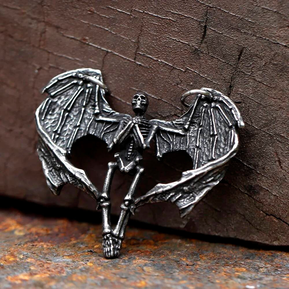 Men's 316L Stainless Steel Skull Ribcage Pendant Necklace Punk Biker Jewelry