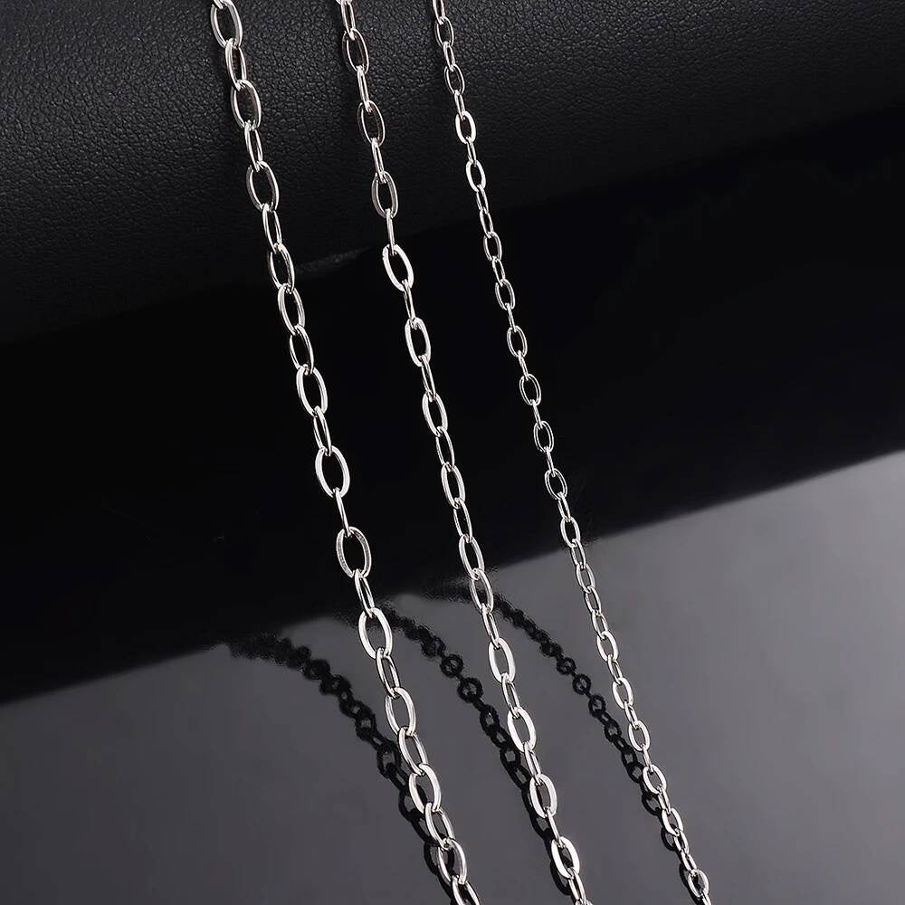Wholessale 10 pcs/lot Stainless Steel Tiny Shape O Long Cross Chain Necklaces For DIY Pendant Necklace Length 40cm -90cm