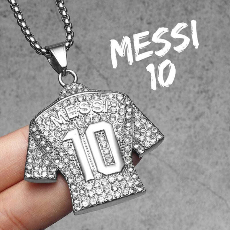 Sparkling Football Jersey Pendants - Messi #10, Messi #30, Ronaldo #7, Stylish Sports Jewelry Messi10-S