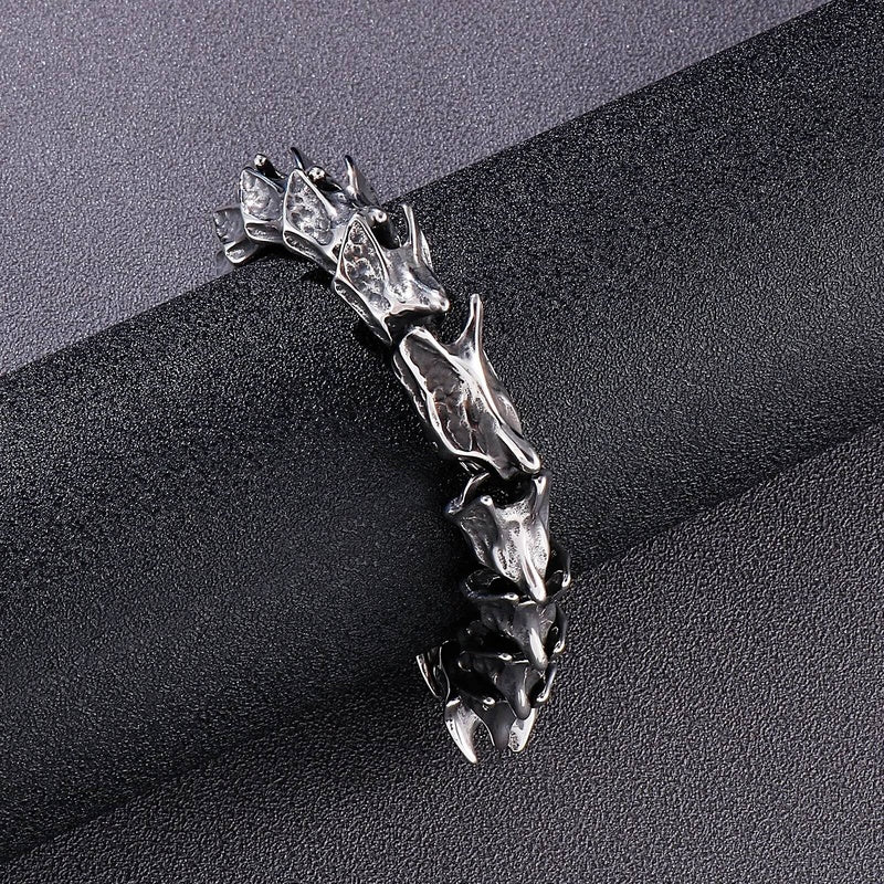 316L Stainless Steel Dinosaur Bone Bracelet Men Link Charm Rock Jewelry