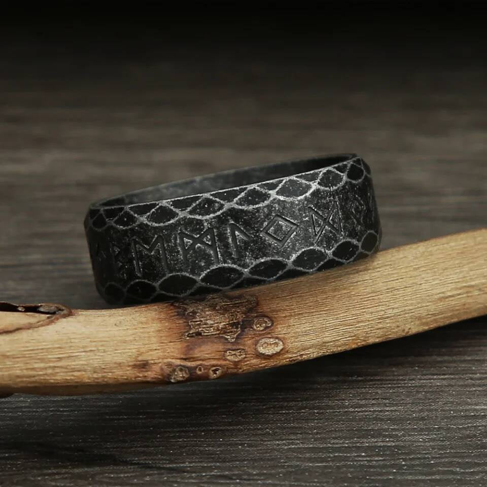 Vintage Viking Rune Ring – 316L Stainless Steel Unisex Amulet Band Style B