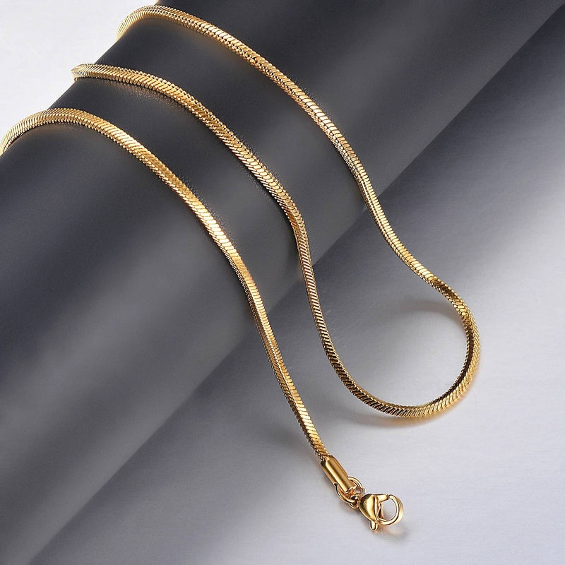 1 piece Width 0.9mm/1.2mm/1.5mm Gold Color Square Snake Chain Men Women 316 Stainless steel Necklace Jewelry