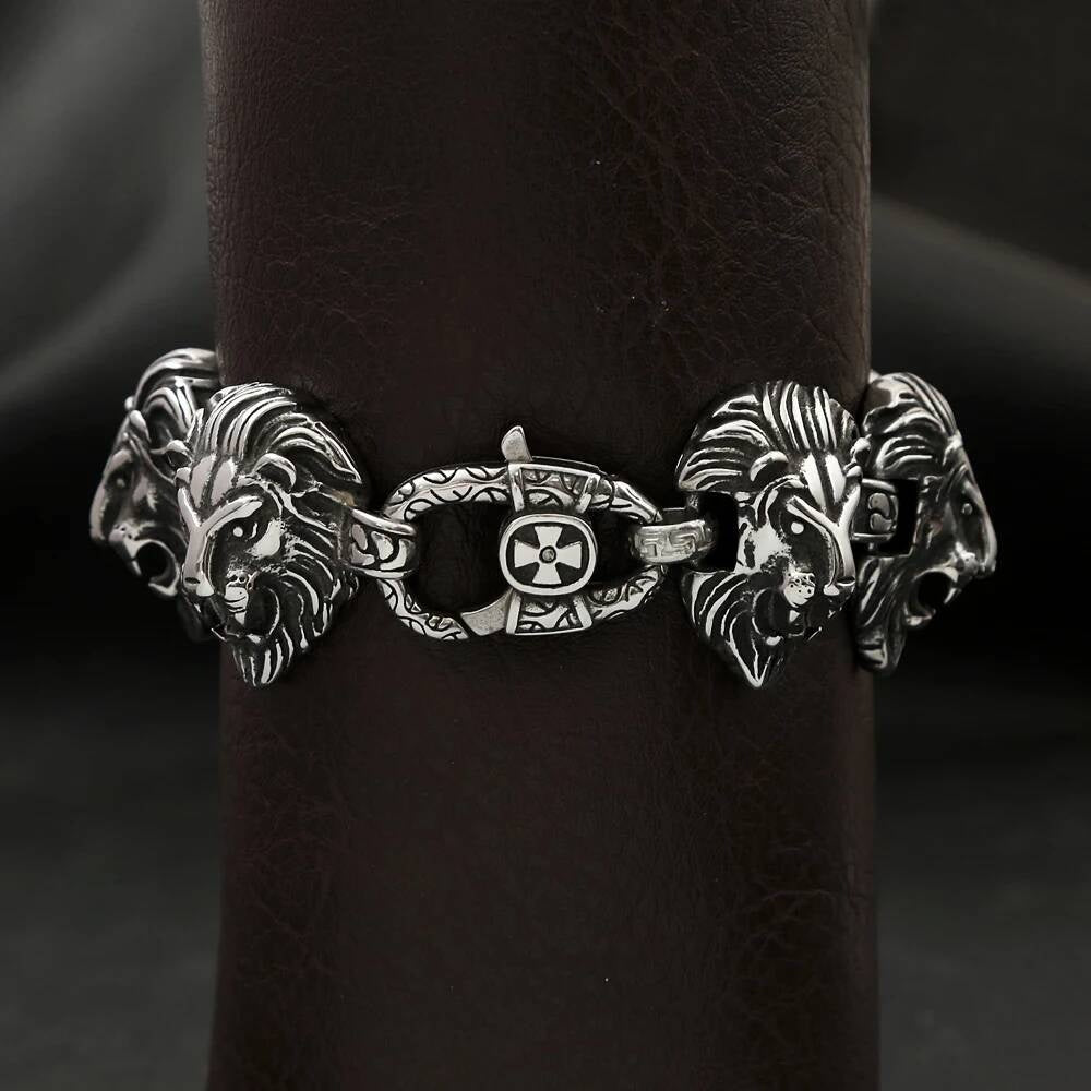 Stainless Steel Lion Head Chain Bracelet – Bold King’s Power Jewelry