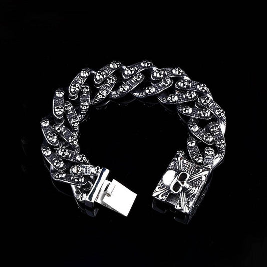 Skull Chain Bracelet – Gothic Punk Stainless Steel Biker Jewelry