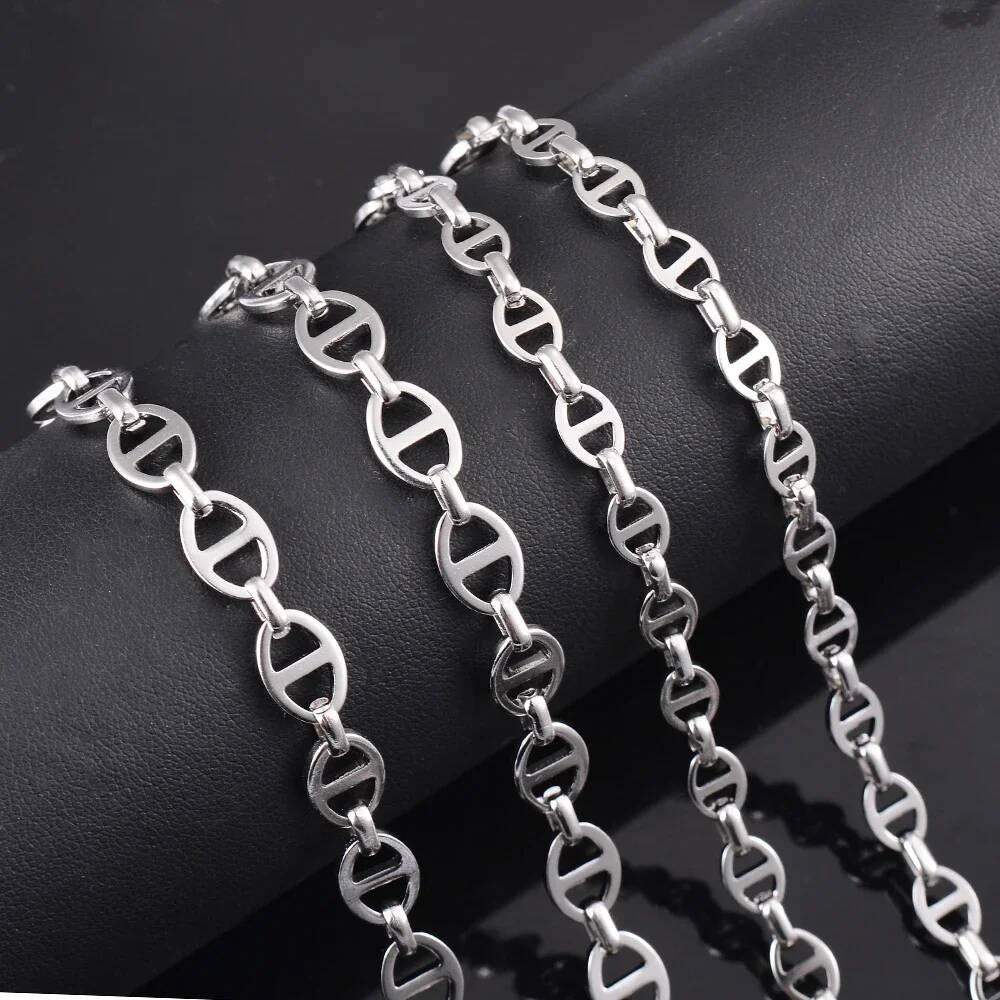 Wholesale Width 6/8mm Simple Handmade for Men Stainless Steel Hip Hop Chain Women Necklace Punk Jewelry