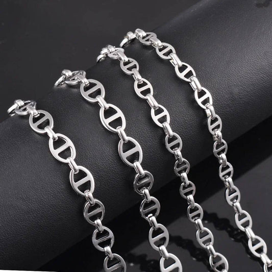 Wholesale Width 6/8mm Simple Handmade for Men Stainless Steel Hip Hop Chain Women Necklace Punk Jewelry