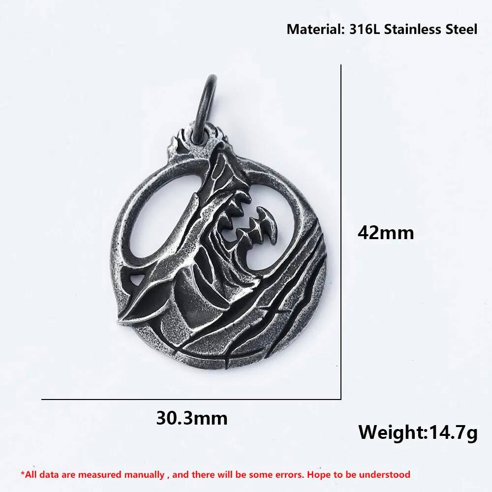 316L Stainless Steel Viking Rune Wolf Pendant Necklace Unisex Norse Jewelry Gift