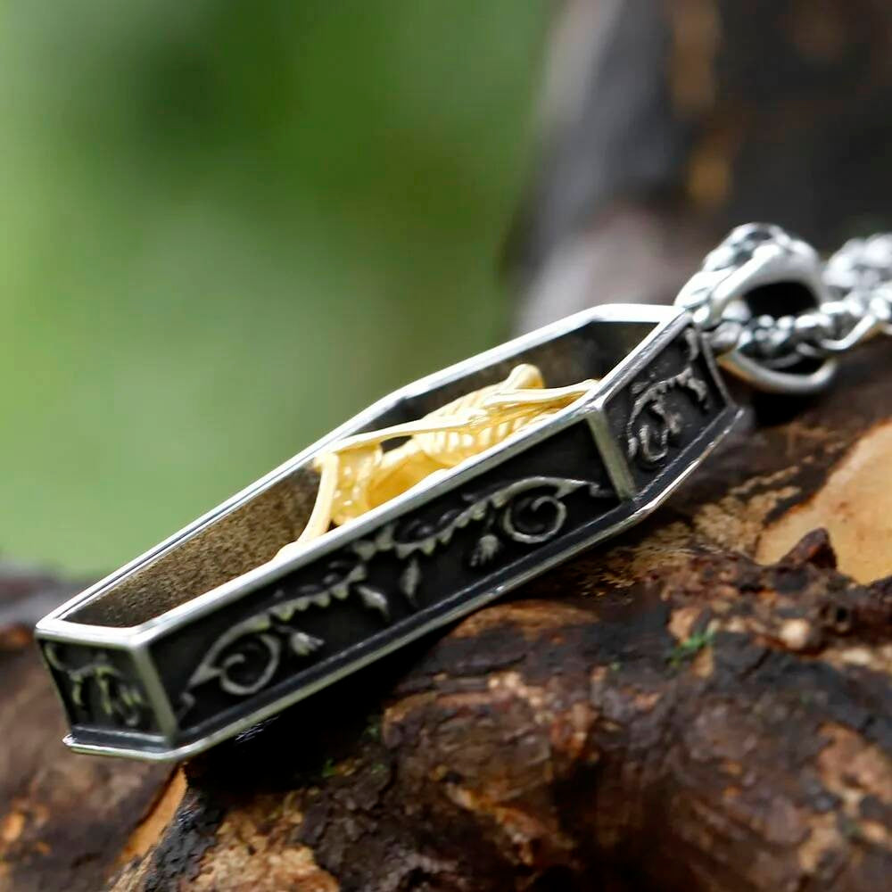Gothic Cross Pendant Necklace – Stainless Steel Medieval Cross with Celtic Patterns