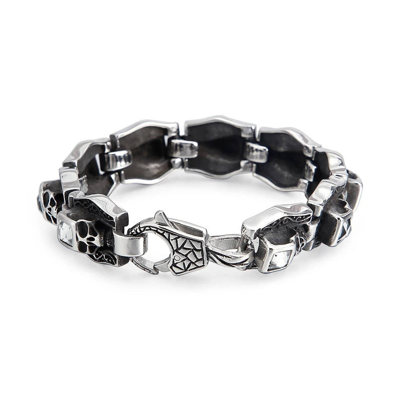 18m Humen Bone Charm Bracelet Mens 316L Stainless Steel Skull Link Chain Jewelry
