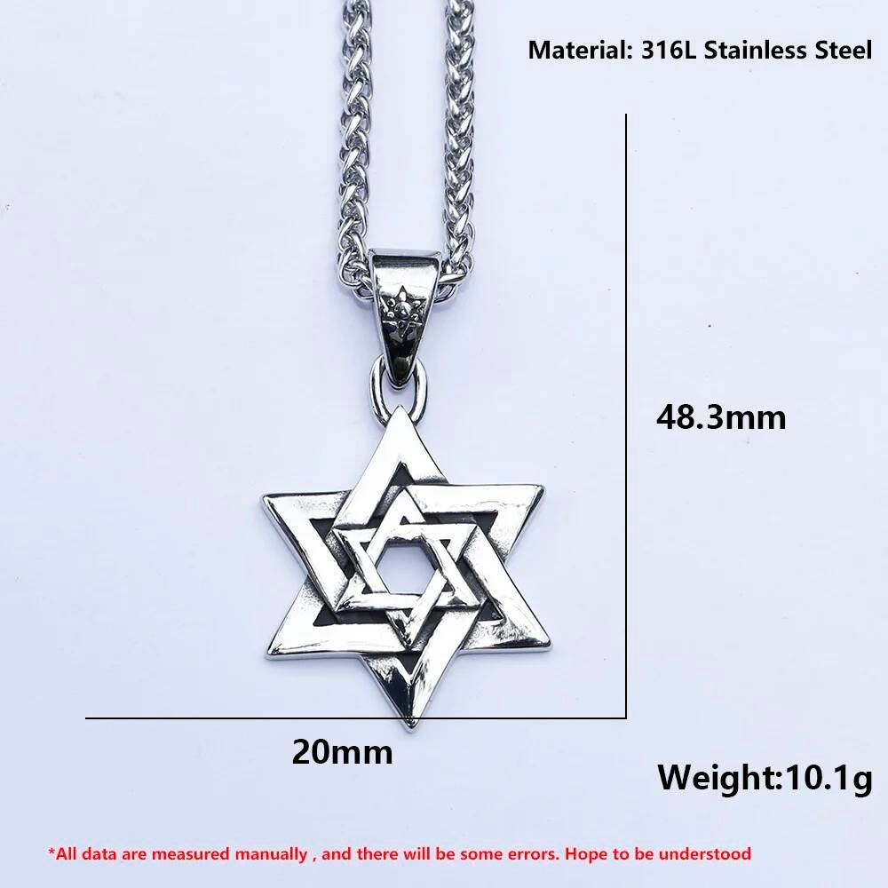 Star of David Pendant Necklace – Stainless Steel Judaica Jewelry