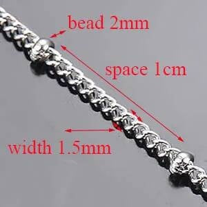 Wholesale 10pcs/lot Width 1.5mm 2mm Tiny beaded Stainless Steel Link Chain for Necklaces Bracelets Foot Jewelry size 1