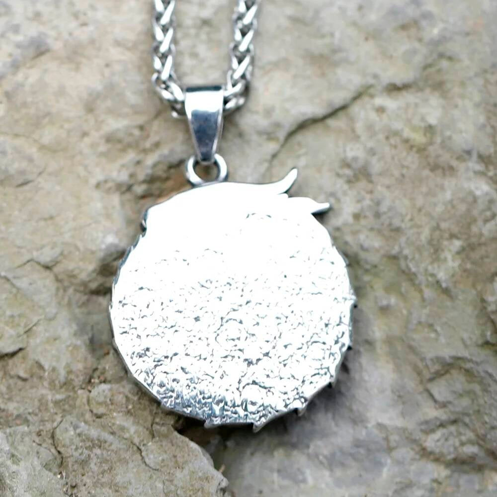 Dragon Sun and Moon Pendant – Silver Norse Dragon Necklac
