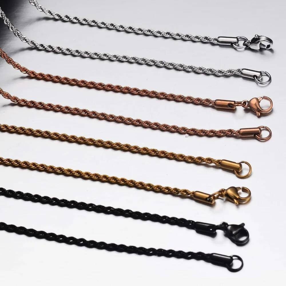 1Pc Width 2/2.5/3/4mm Rope For Women Men 316L Stainless Steel Twisted Chain Necklace Jewelry
