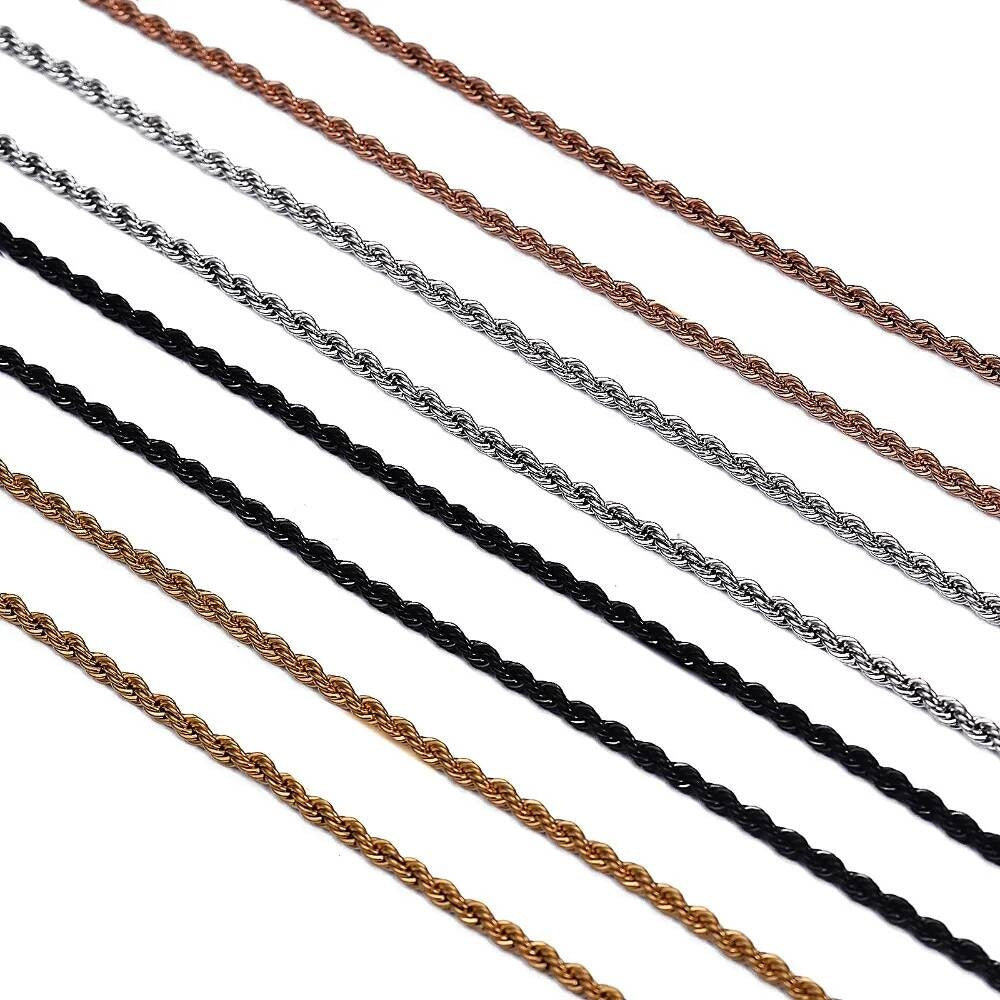 1Pc Width 2/2.5/3/4mm Rope For Women Men 316L Stainless Steel Twisted Chain Necklace Jewelry