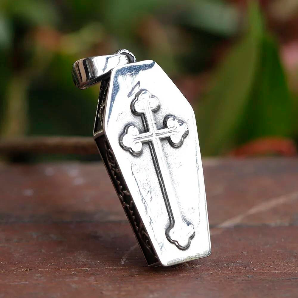 Skeleton Lovers Coffin Pendant Necklace – Eternal Love Symbol in Stainless Steel