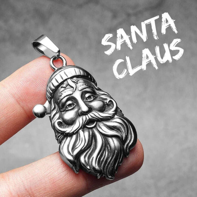 316L Stainless Steel Santa Claus Head Pendant Necklace N1638-Only Pendant