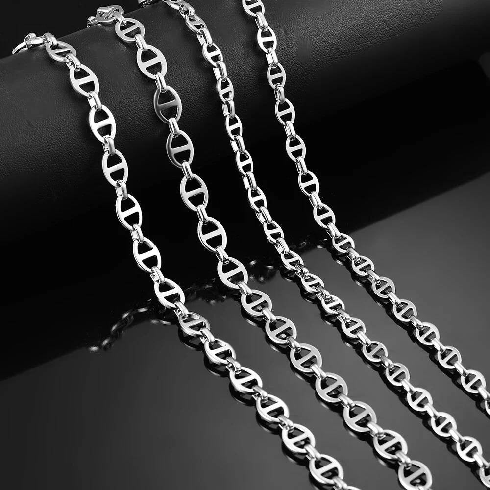 Wholesale Width 6/8mm Simple Handmade for Men Stainless Steel Hip Hop Chain Women Necklace Punk Jewelry