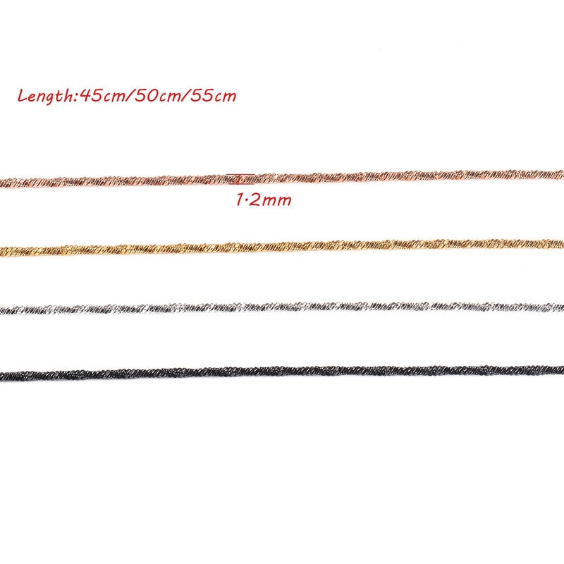 1 piece Width 1.2mm Tiny Twisted Square Snake Chain Stainless Steel Choker Necklace For Women Collier