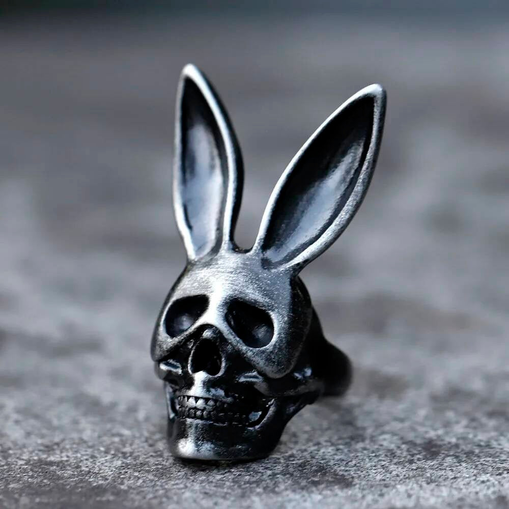 Retro Rabbit Skeleton Gothic Ring Punk Motorcycle
