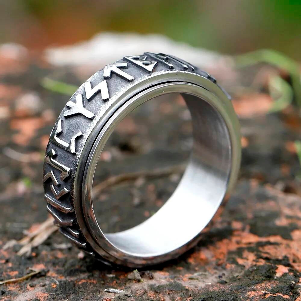 Vintage Viking Rune Ring For Men And Women - 316L Stainless Steel Odin Nordic Ring
