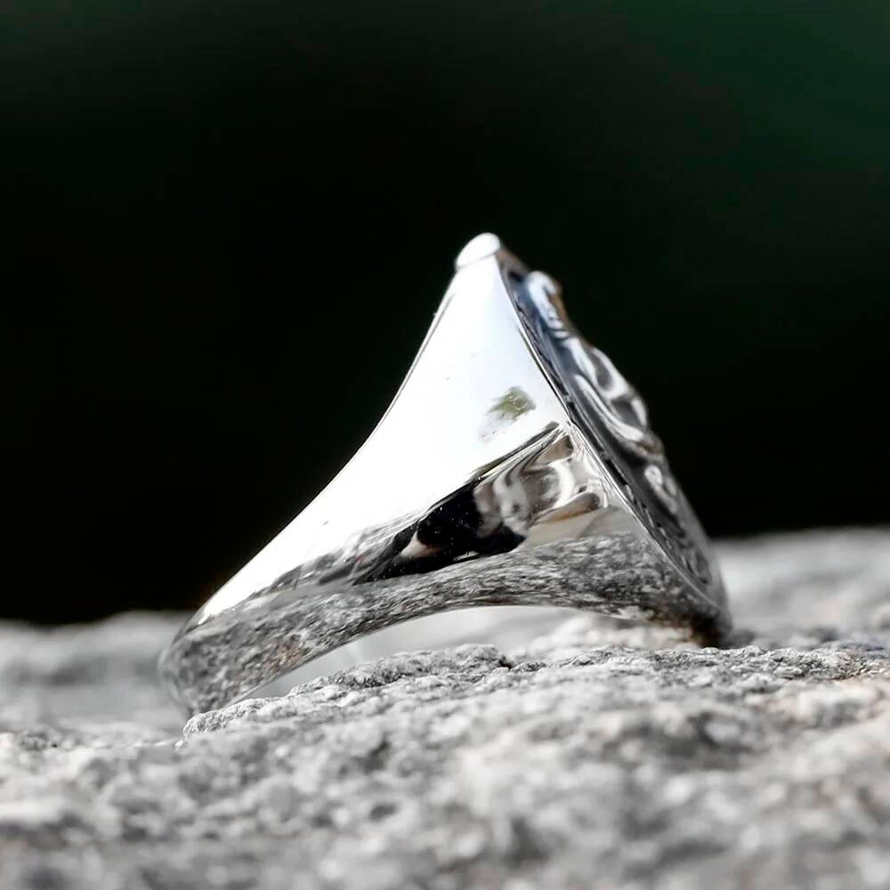 Viking Skull & Serpent Ring – 316L Stainless Steel Gothic Motorcycle Jewelry