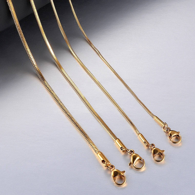 1 piece Width 0.9mm/1.2mm/1.5mm Gold Color Square Snake Chain Men Women 316 Stainless steel Necklace Jewelry