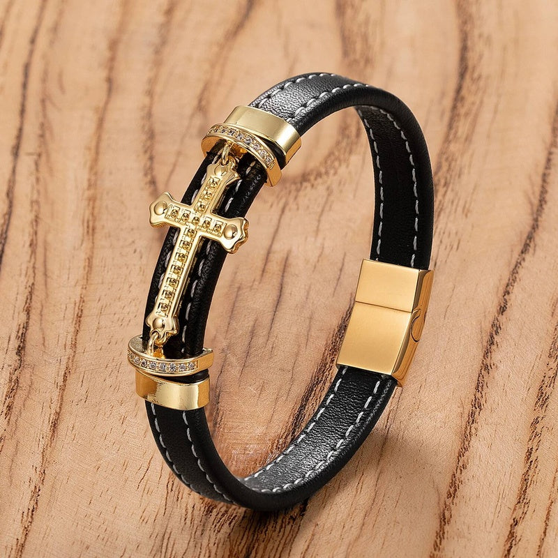 Black Braided Leather Bracelet with Green Jade Beads - Stylish Multi-Layer Magnetic Clasp Jewelry for Casual Wear and Gifts Gold-B
