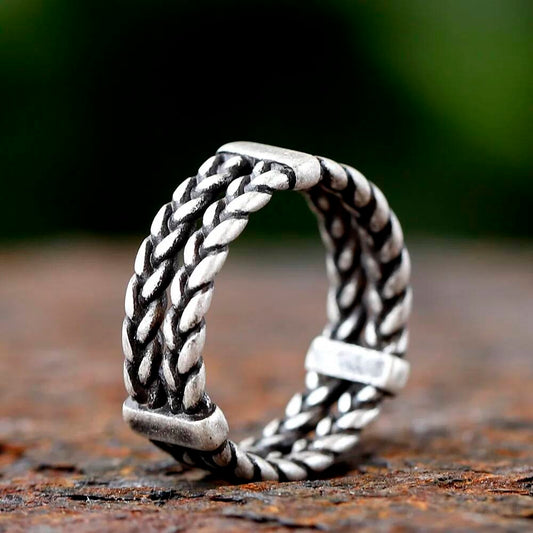 Viking Weave Knot Ring – 316L Stainless Steel Unisex Norse Amulet Band