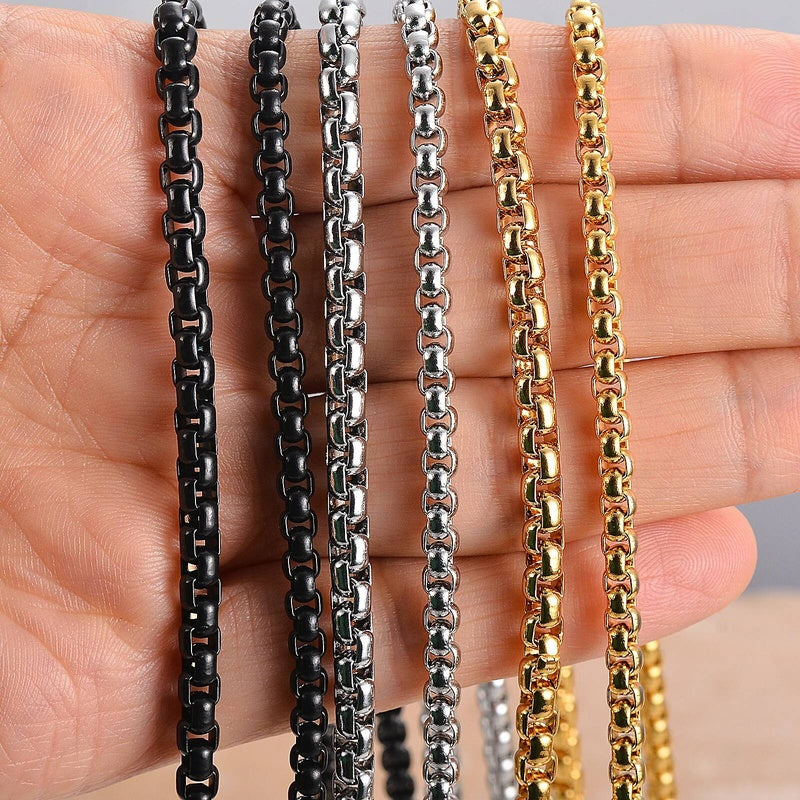 1 piece 3.5mm/4mm Stainless Steel Square Pearl Chain figaro chain necklace for Pendant Men Women Necklace Jewelry