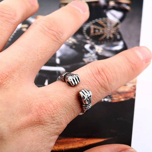 Double Fist Ring in Stainless Steel – Boxing Fight Punk Street Style