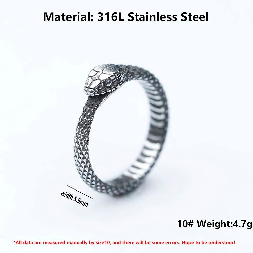 Men's 316L Stainless - Steel Viking Snake Head Amulet Ring For Teens -