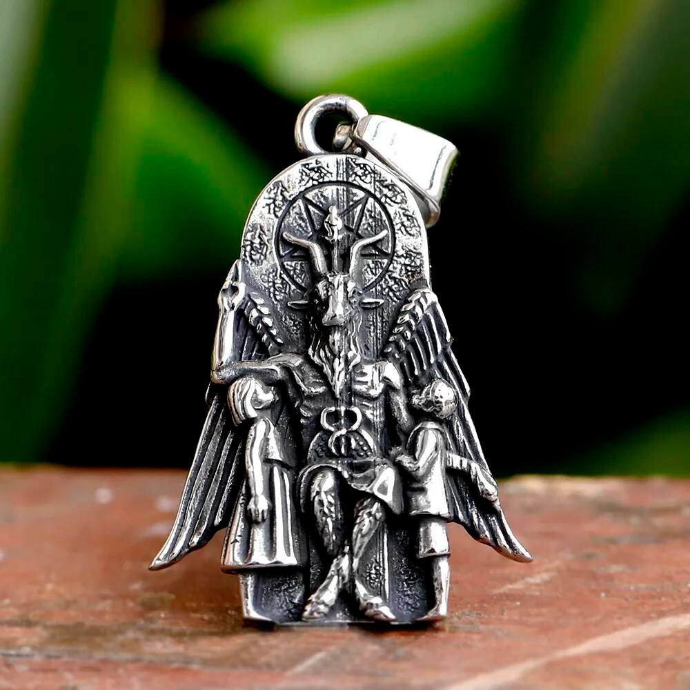 Baphomet Pendant – 316L Stainless Steel Gothic Satanic Necklace with Wings and Ritual Symbol