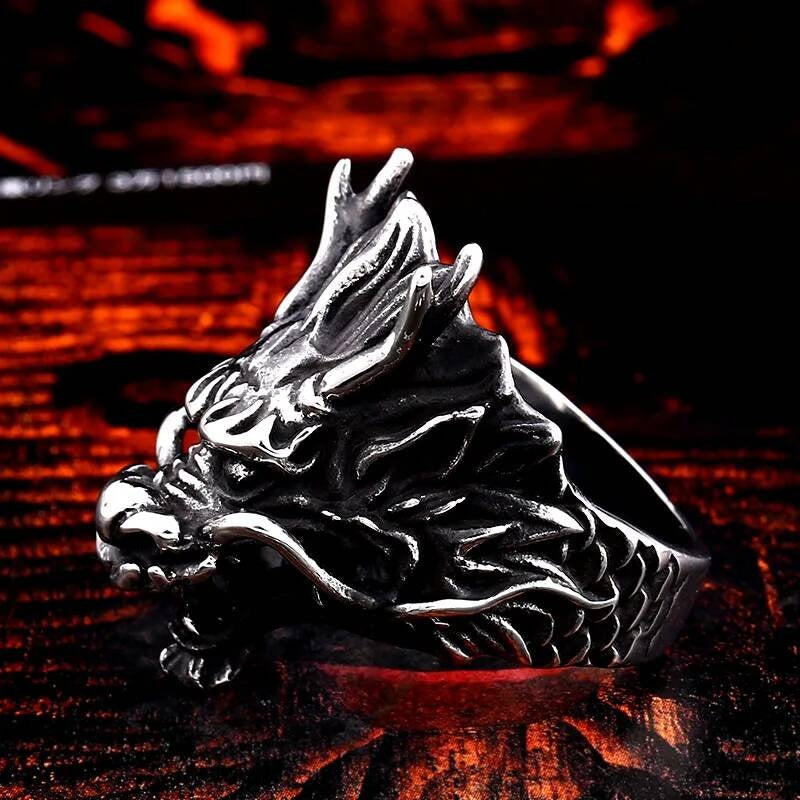 Dragon Head Stainless Steel Ring Gothic Punk Biker Jewelry