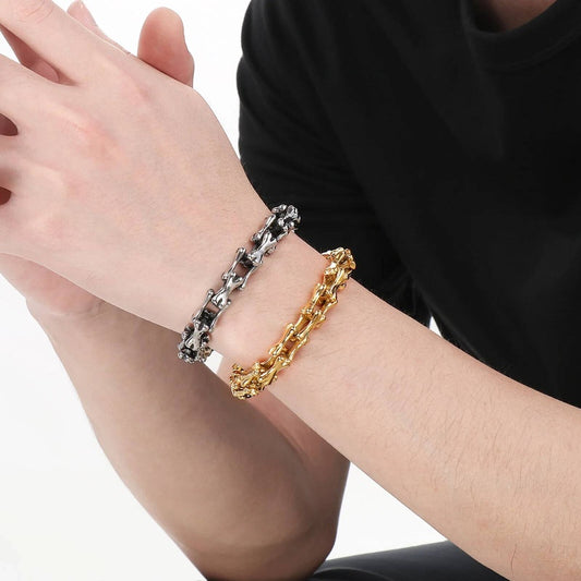10mm Dog Bone Link Chain Bracelet For Men Punk Street Culture Fashion Jewelry