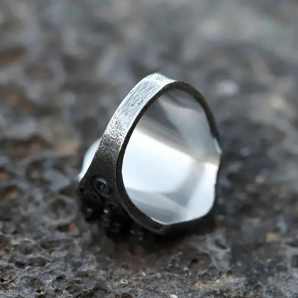 Sinister Demon Skull Signet Ring – 316L Stainless Steel Gothic Statement