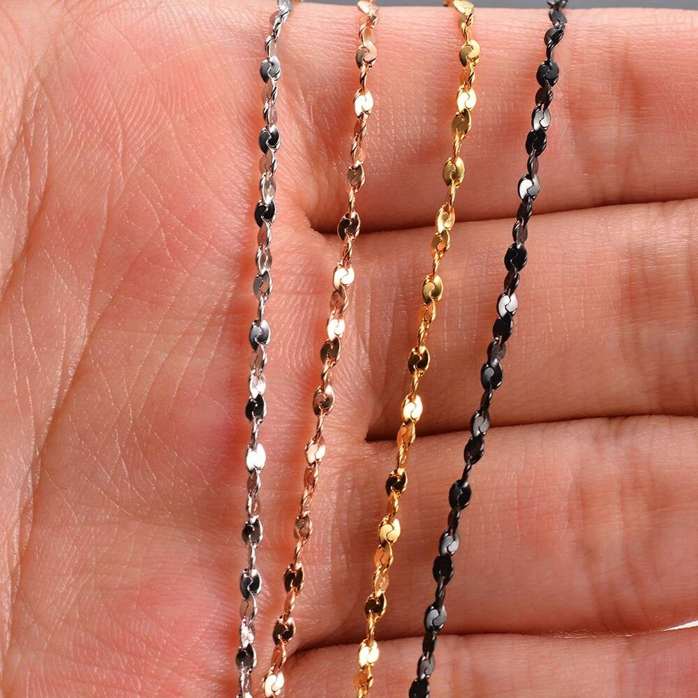1Pc Width 1.2mm/1.5mm/1.8mm Stainless Steel Tiny Link Matching Pendants Necklace Chain for DIY Jewelry Making