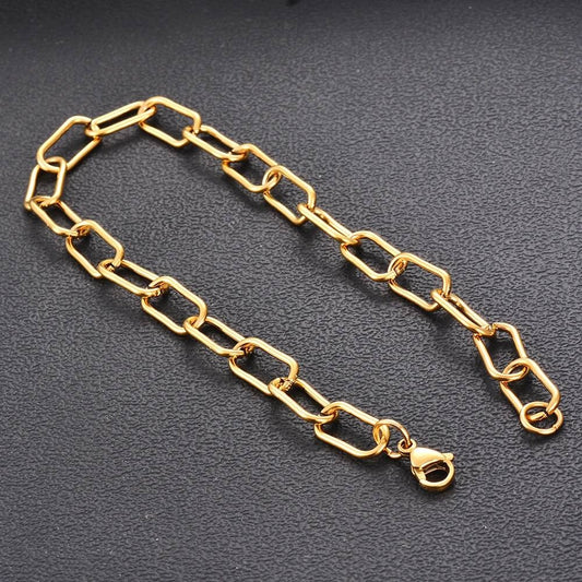 Width 7mm Stainless Steel Big Rolo Link Chain Neckalce Punk Chokers For Women length 21cm-100cm