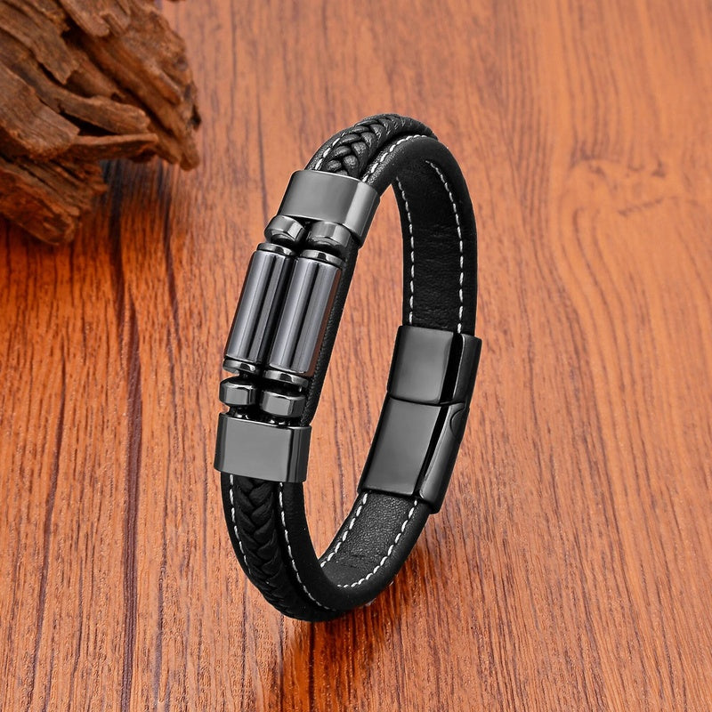 Natural Tiger Eye Agates Crystal Beads Handmade Bracelets Bohemia Style Men Women Leather Bangles Fashion Jewelry Gifts Hematite