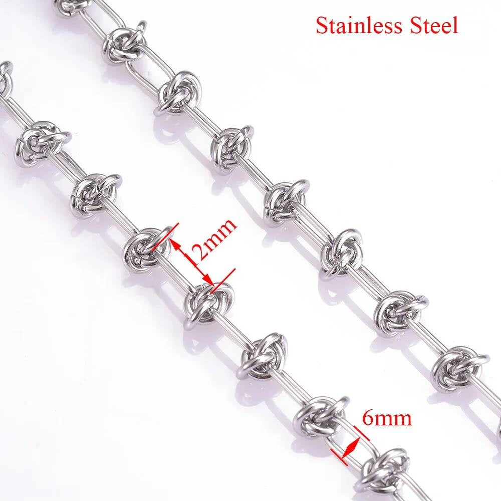 1Pc Stainless Steel Tie Knot Wire Necklaces For Women Men Hip Hop Exaggerated Choker Necklace Chain Fashion Jewelry