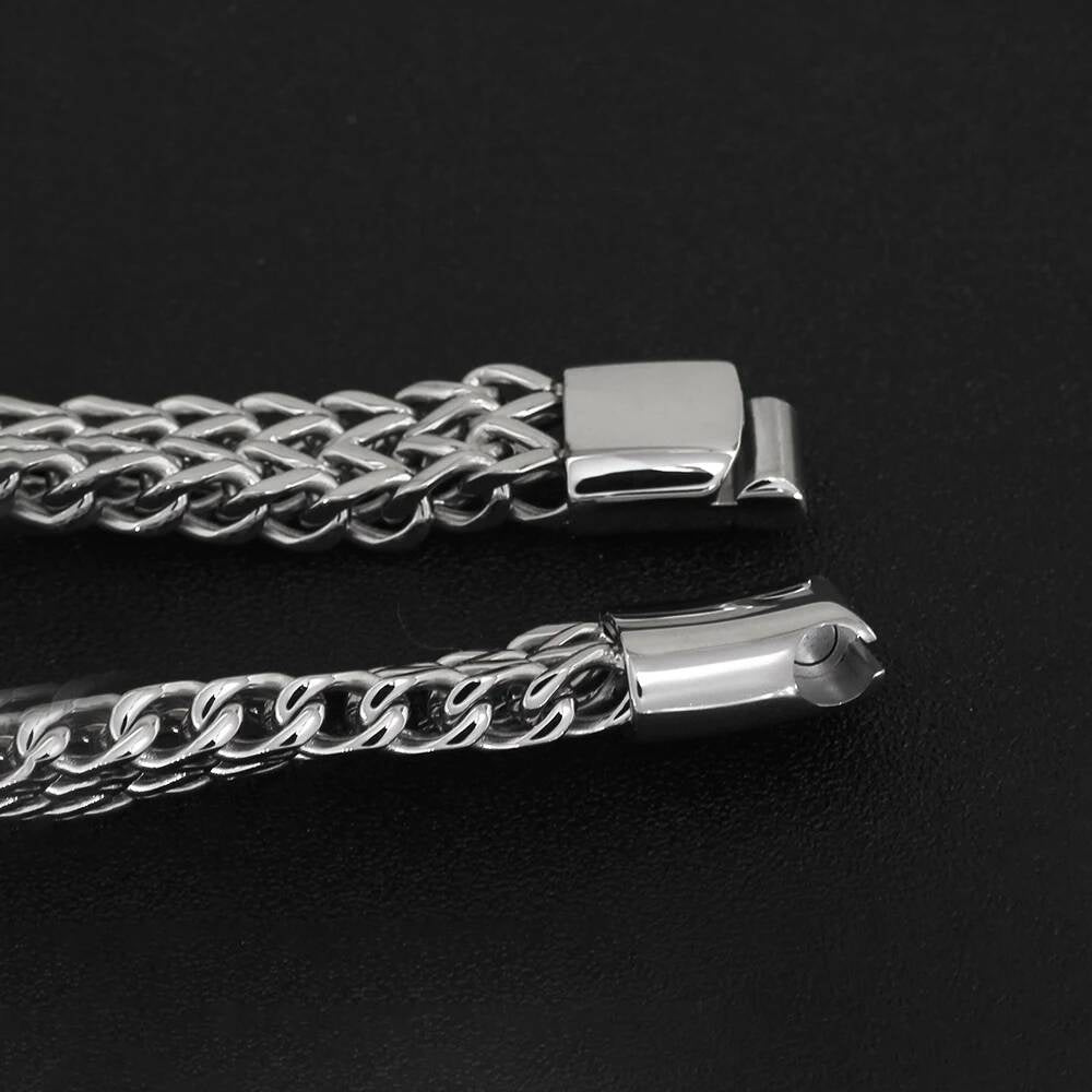 316L Stainless Steel Woven Chain Bracelet – Heavy Duty Magnetic Clasp Men’s Bangle