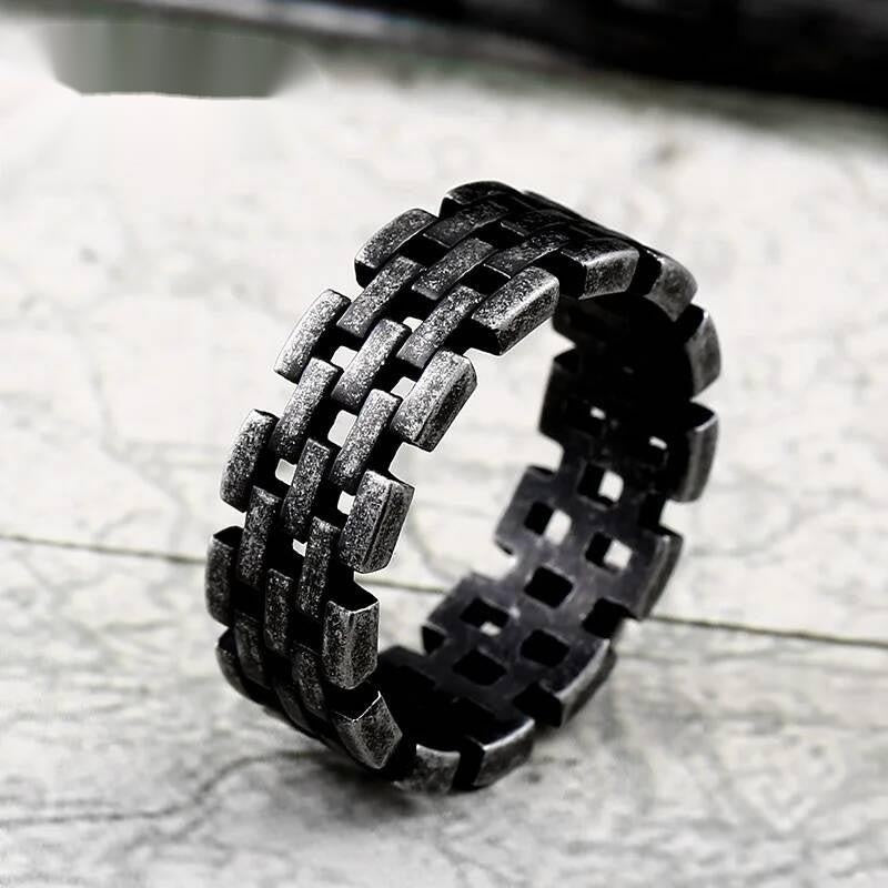 Link Chain Punk Ring - Stainless Steel Trendy Men's Rock Jewelry