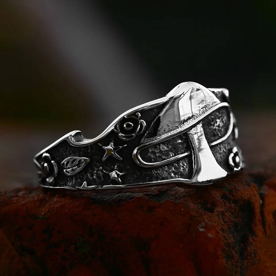 Vintage Mushroom Ring – 316L Stainless Steel Unisex Nature Amulet