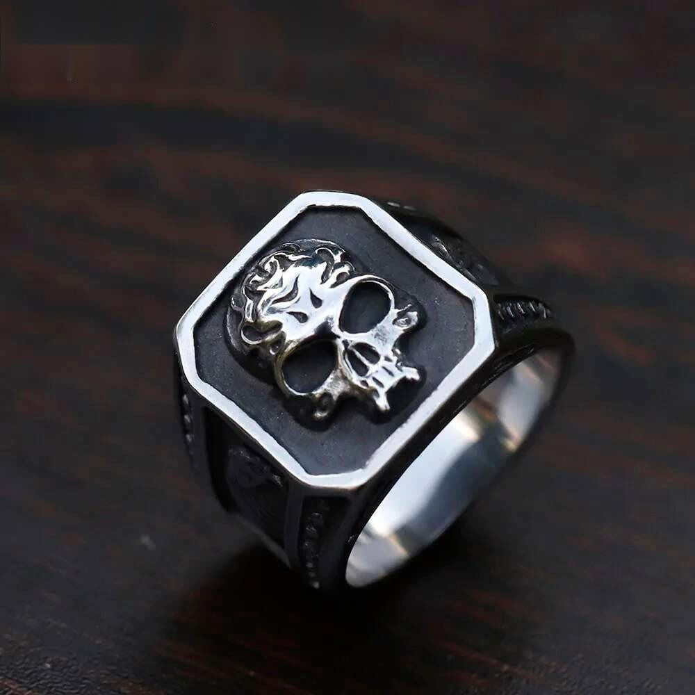 Retro Skull Ring - Stainless Steel Gothic Punk Jewelry for Teens As Shown