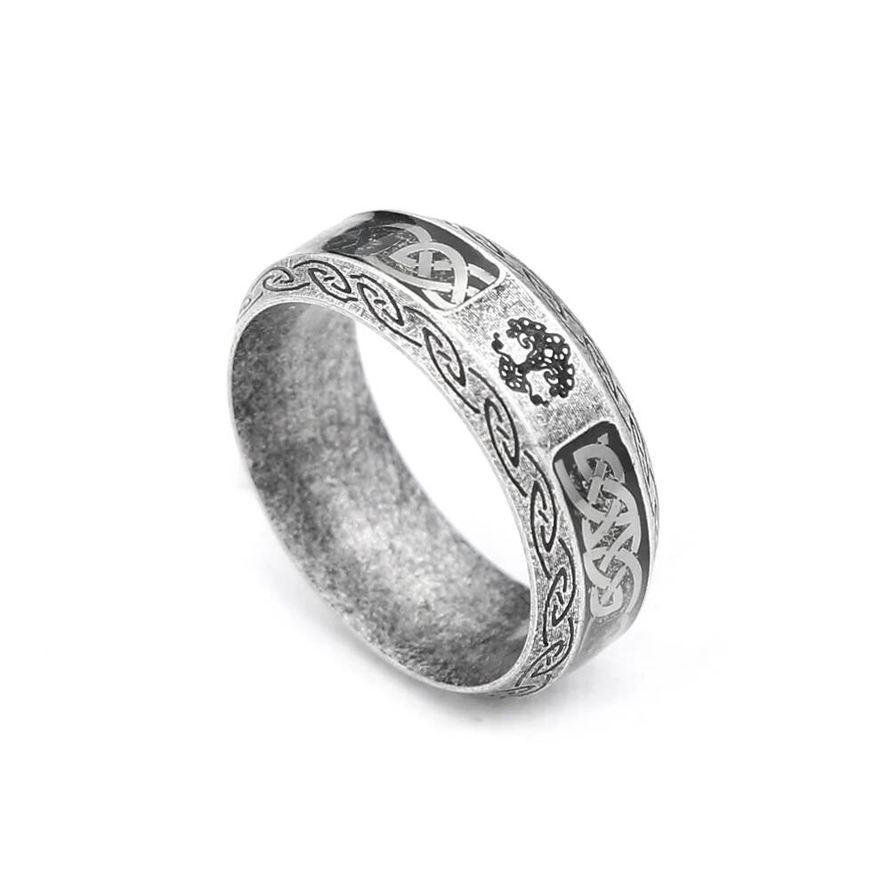 Nordic Tree of Life Ring – 316L Stainless Steel Unisex Viking Amulet Style B