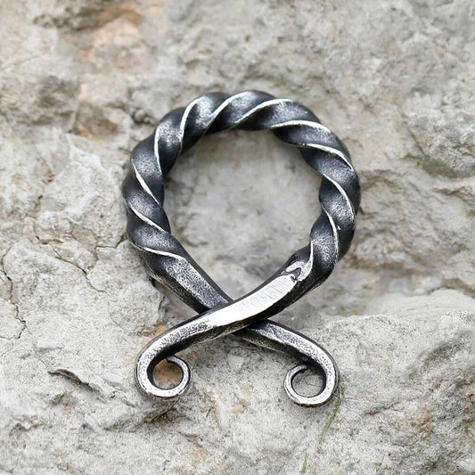 316L Stainless Steel Twisted Torque Circle Pendant Necklace Men