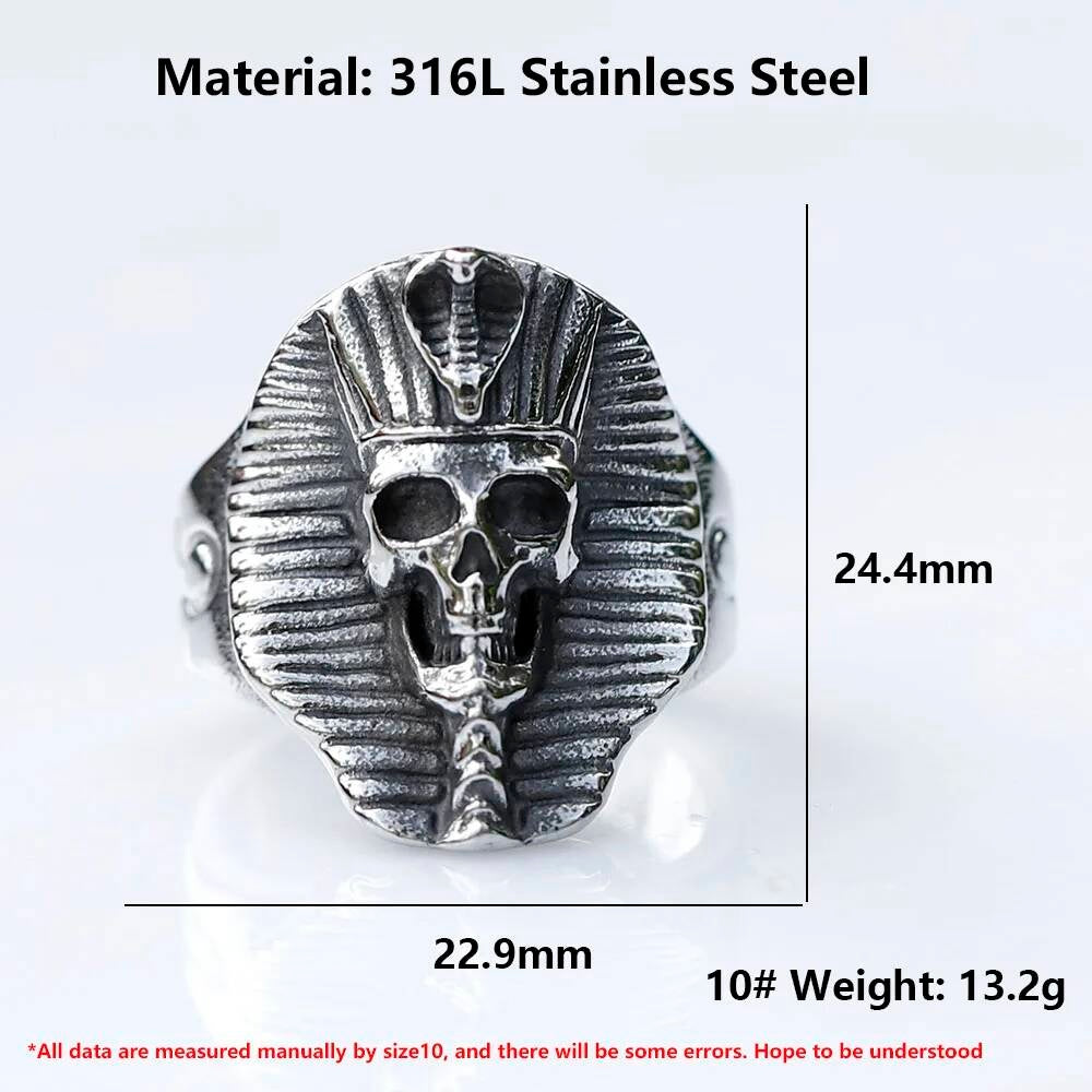 Egyptian Pharaoh Skull RING Punk Horned Jewelry