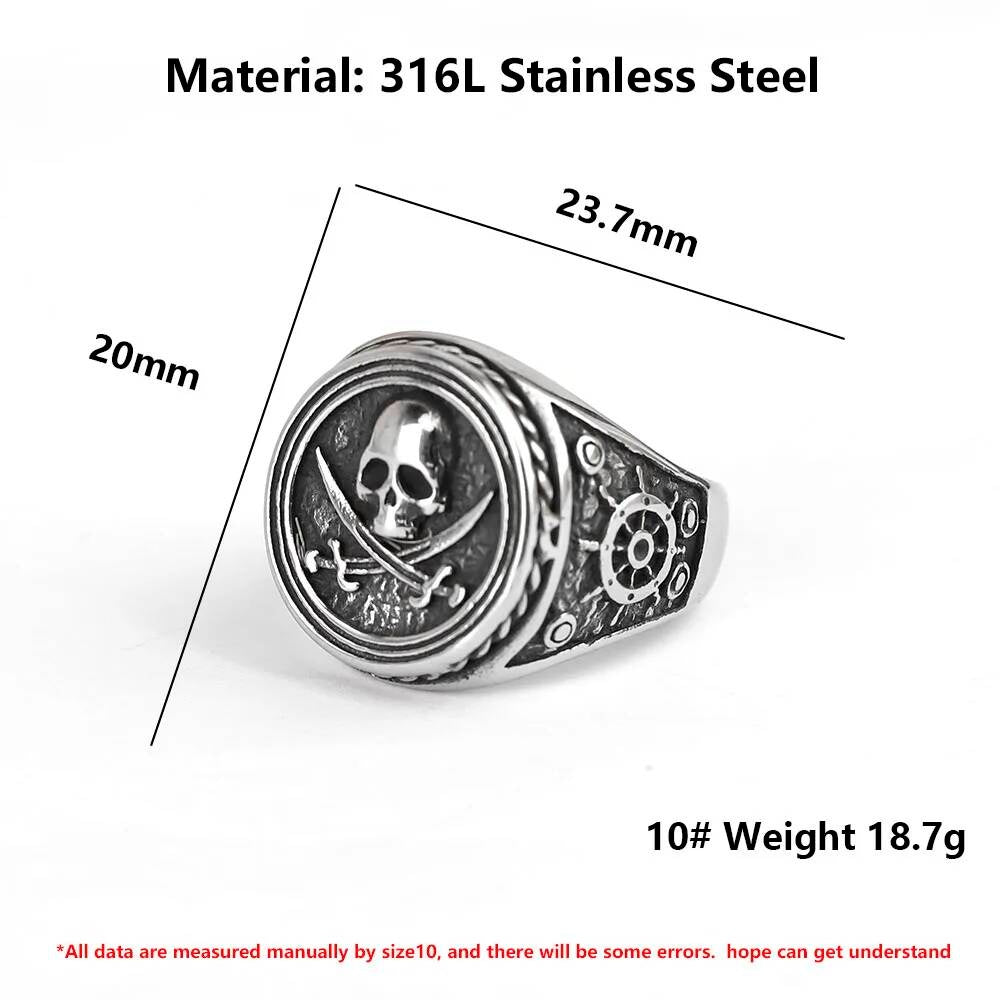 Skull Motorcycle Band Ring – 316L Stainless Steel Gothic Party Gift