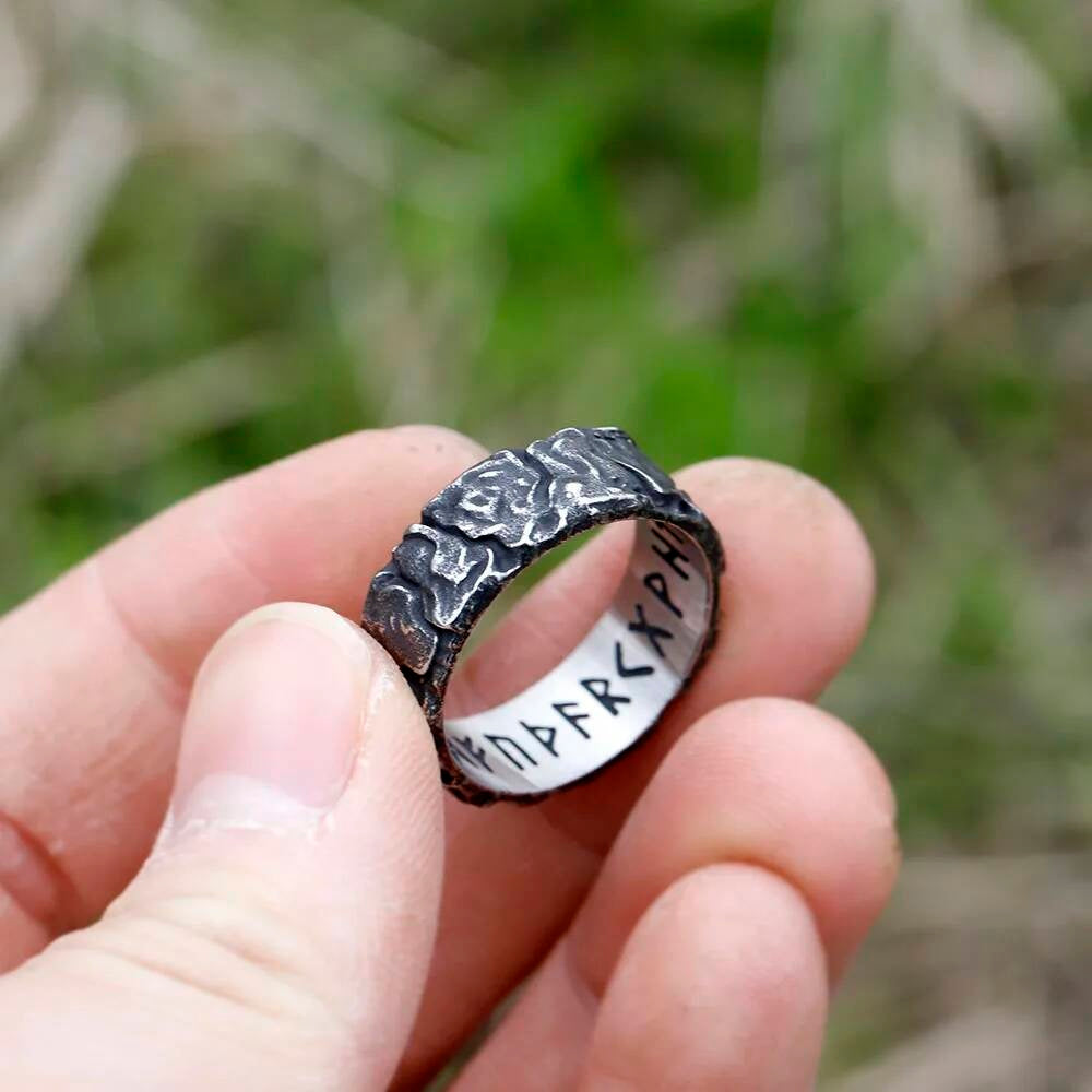 Viking Rune Ring – 316L Stainless Steel Norse Futhark Amulet Band