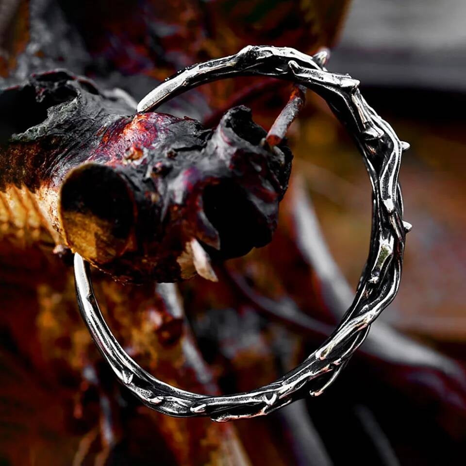 Thorn Bracelet – Gothic Punk Stainless Steel Bangle Inspired by Nature